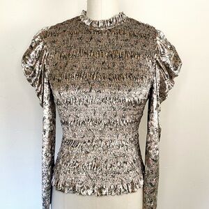 Floral Smocked Ruffle Sleeve Top